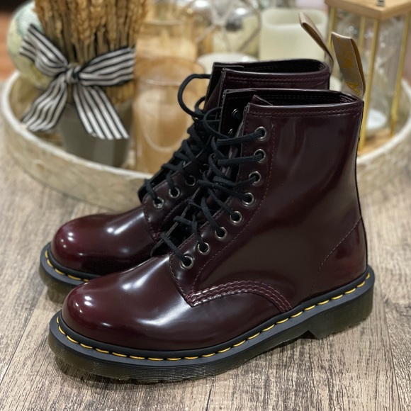 Dr. Martens Vegan 1460 Lace Up Boots Cherry Red Size 8 Women’s - Picture 5 of 14